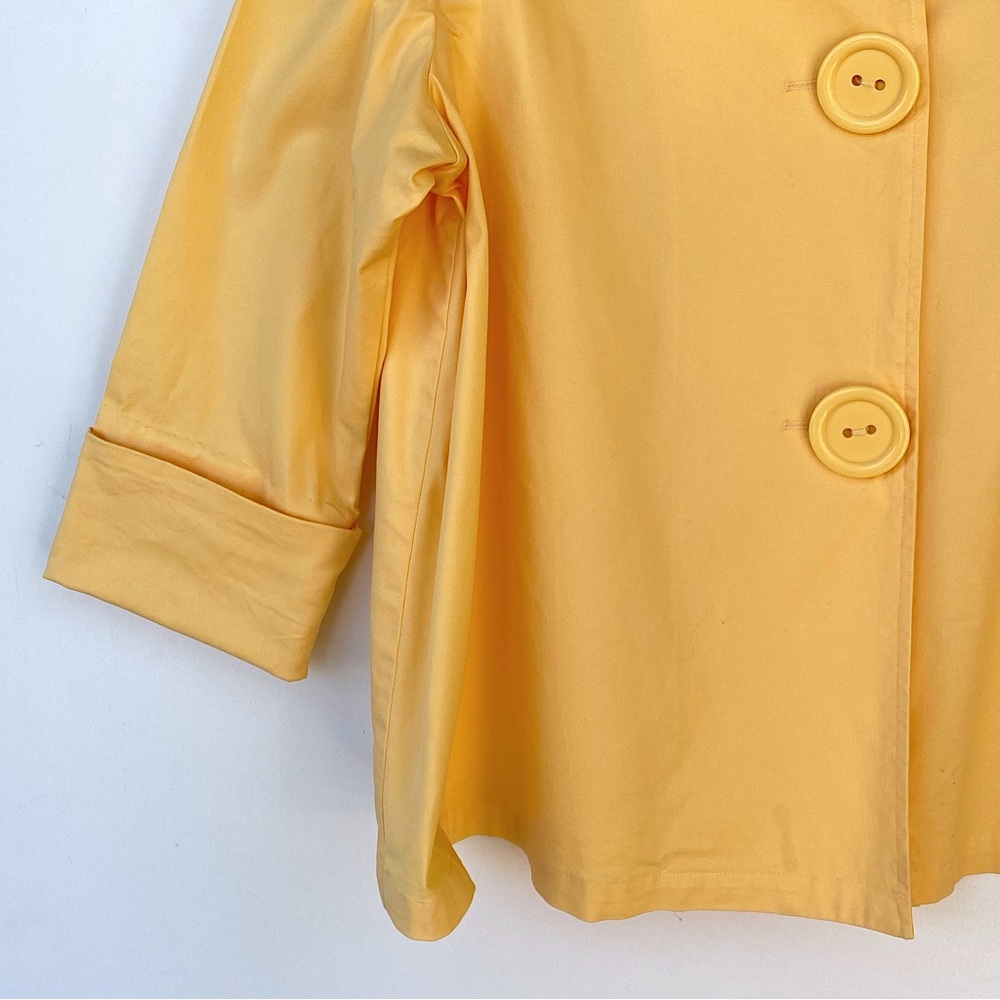 COLDWATER CREEK Petite Large Button Swing Jacket Mock Neck Cotton Stretch Yellow - Picture 3 of 7
